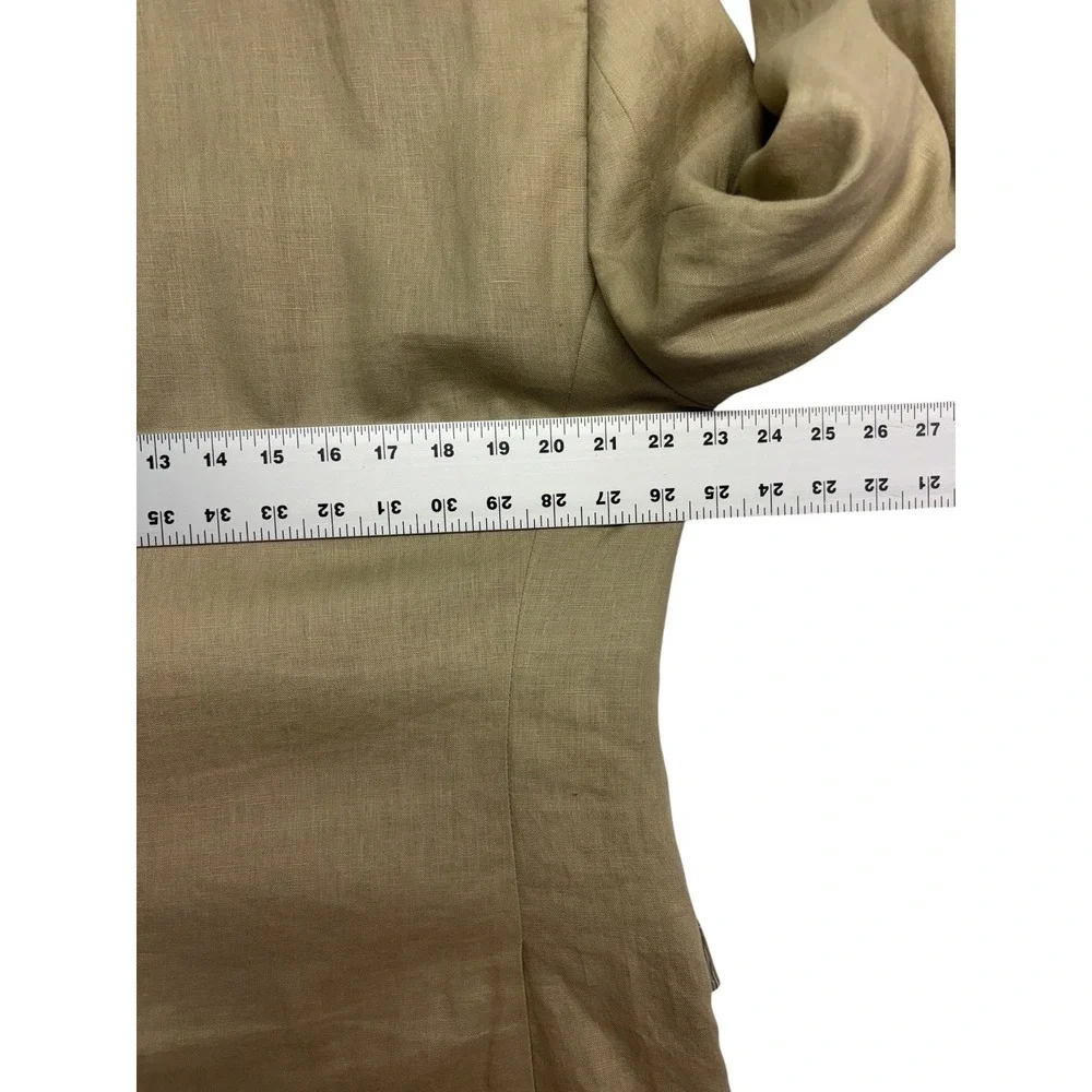 Calvin Klein 42L 34x36 Tan 2pc Pant Suit 100% Linen Lightweight Flat Front Mens